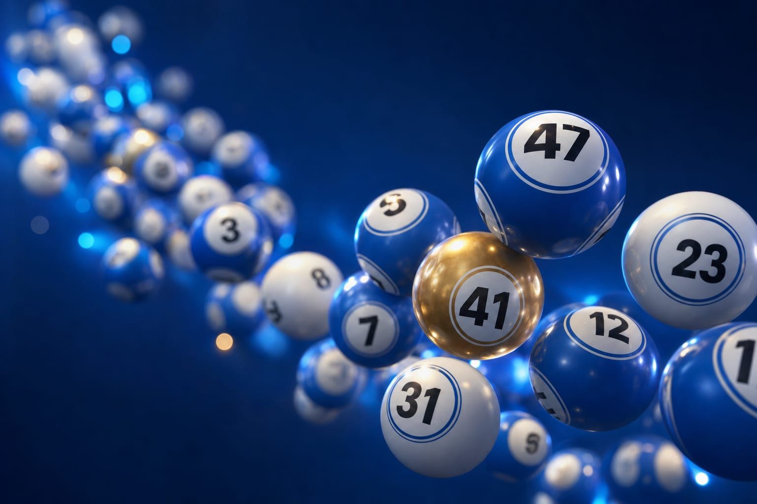 Lottery draw balls in motion